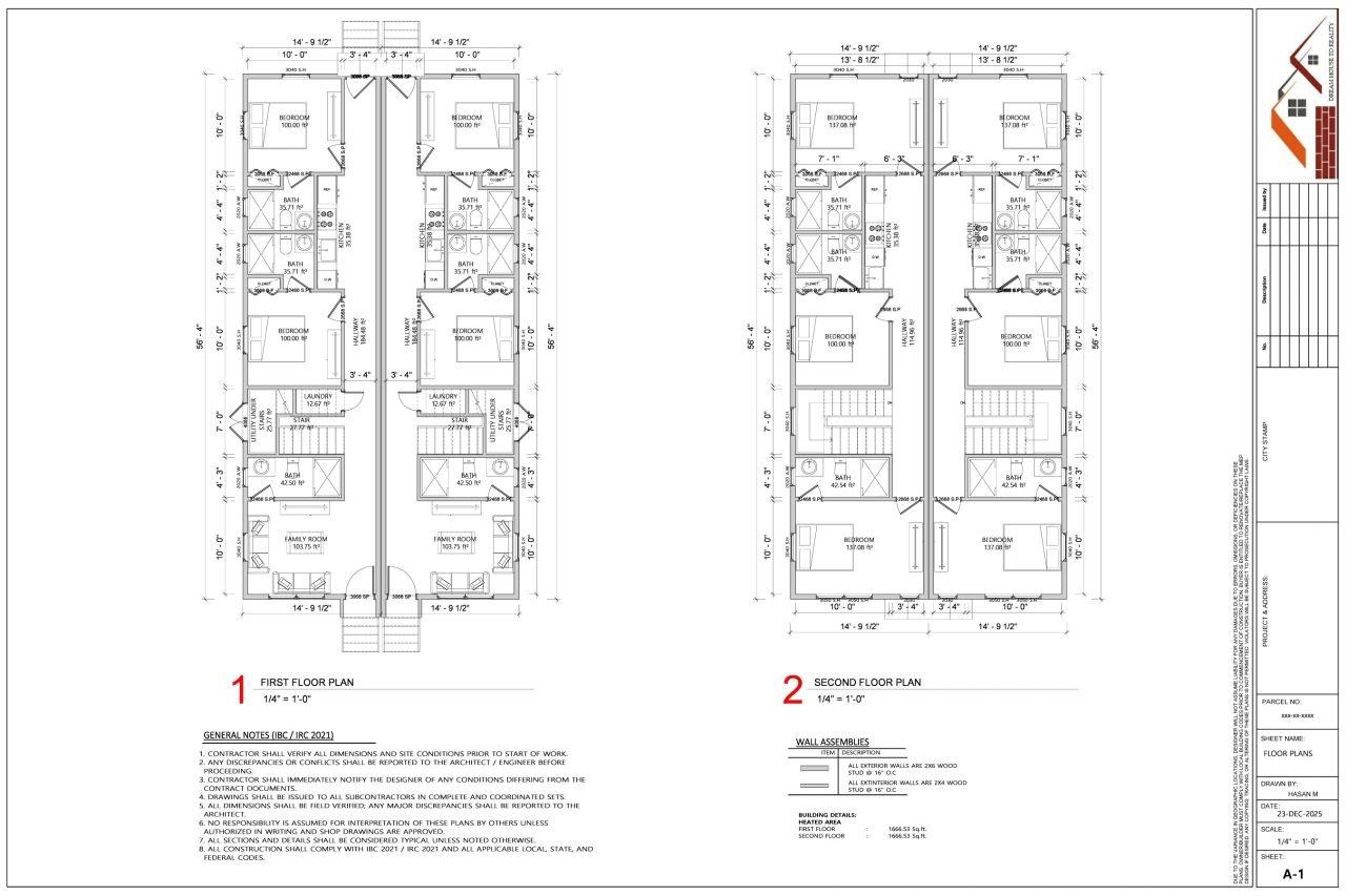 Two-storey duplex residential documentation