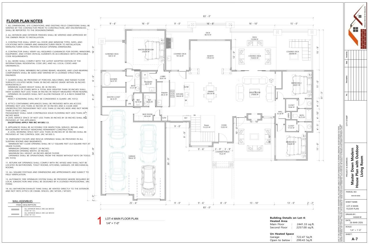 Modern walkout residence main floor plan