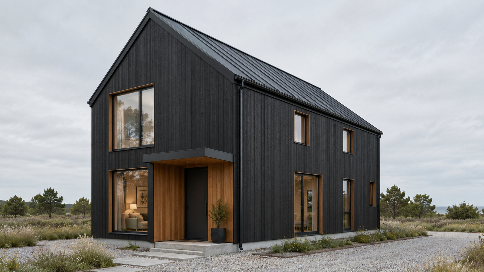 Scandinavian gable house exterior render